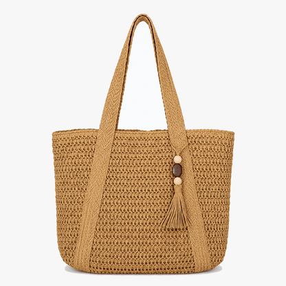 Handwoven Straw Tote with Zip Lining