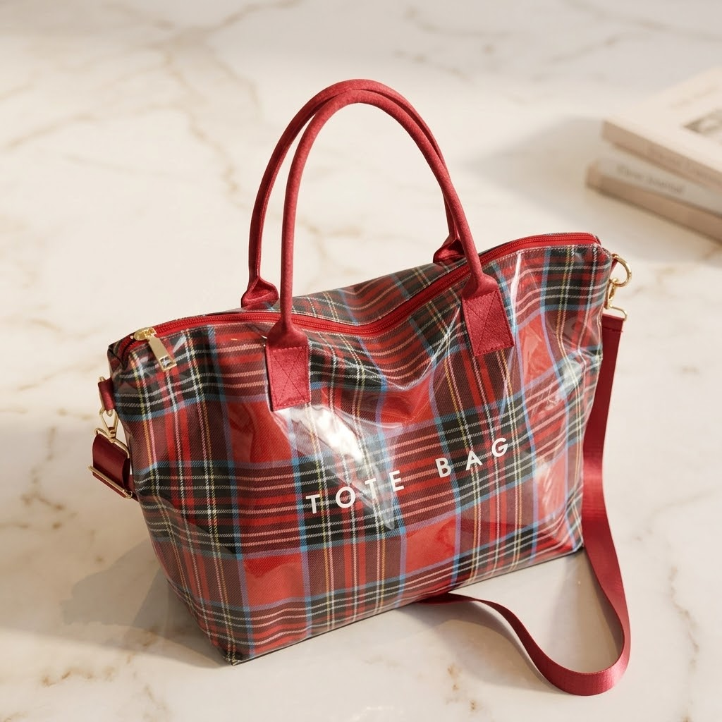 Glossy Checkered Tote Bag